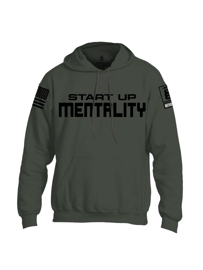 Battleraddle Start Up Mentality  Black Sleeves Uni Cotton Blended Hoodie With Pockets