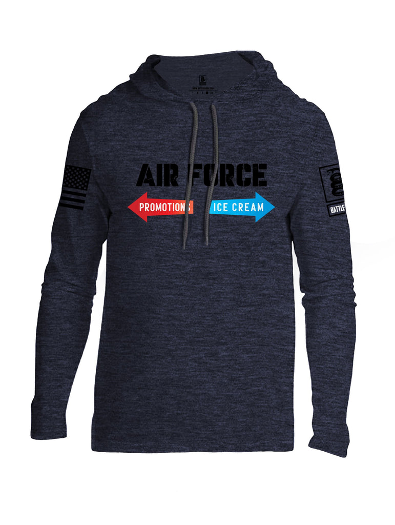 Battleraddle Air Force Promotions Ice Cream Black Sleeves Men Cotton Thin Cotton Lightweight Hoodie