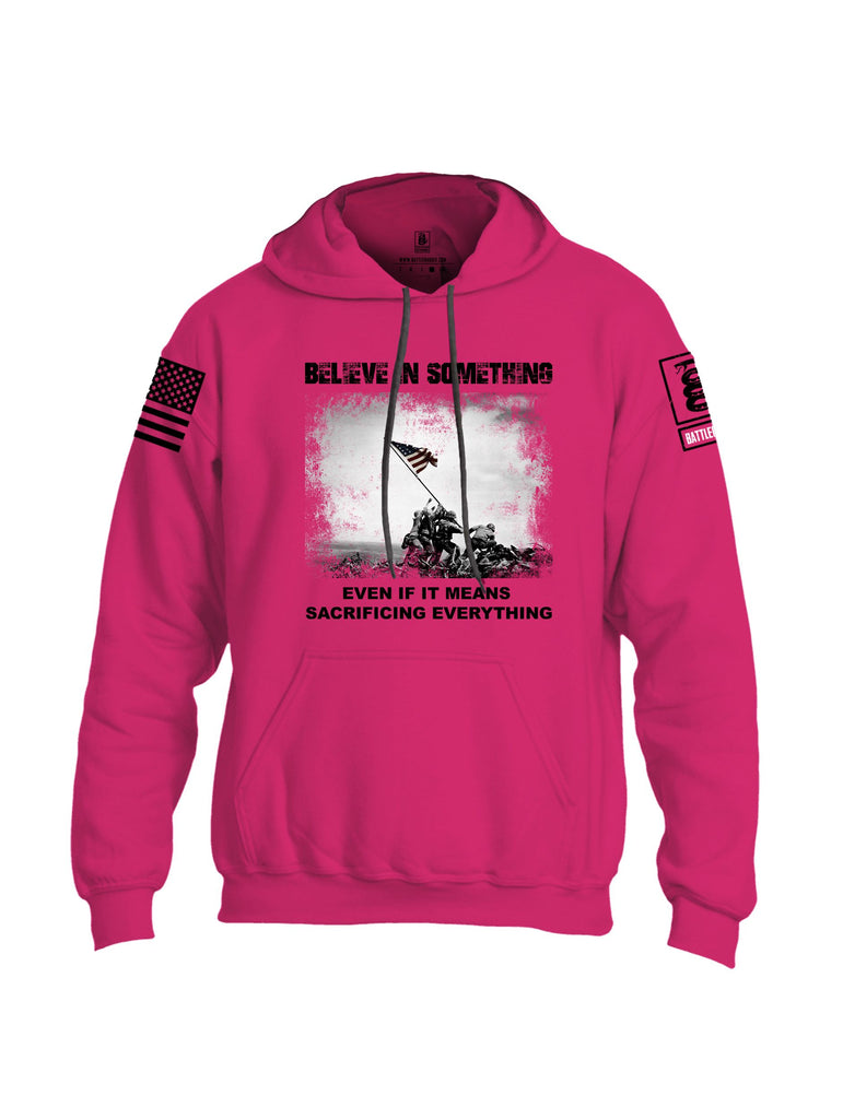Battleraddle Believe In Something  Black Sleeves Uni Cotton Blended Hoodie With Pockets