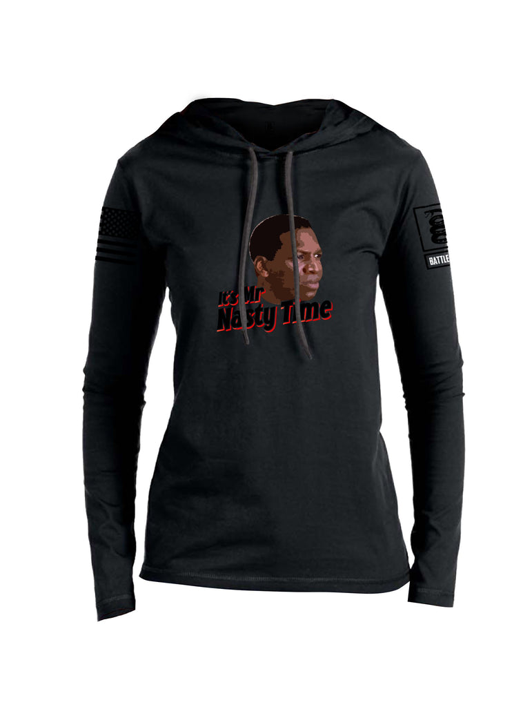 Battleraddle Its Mr Nasty Time Black Sleeves Women Cotton Thin Cotton Lightweight Hoodie