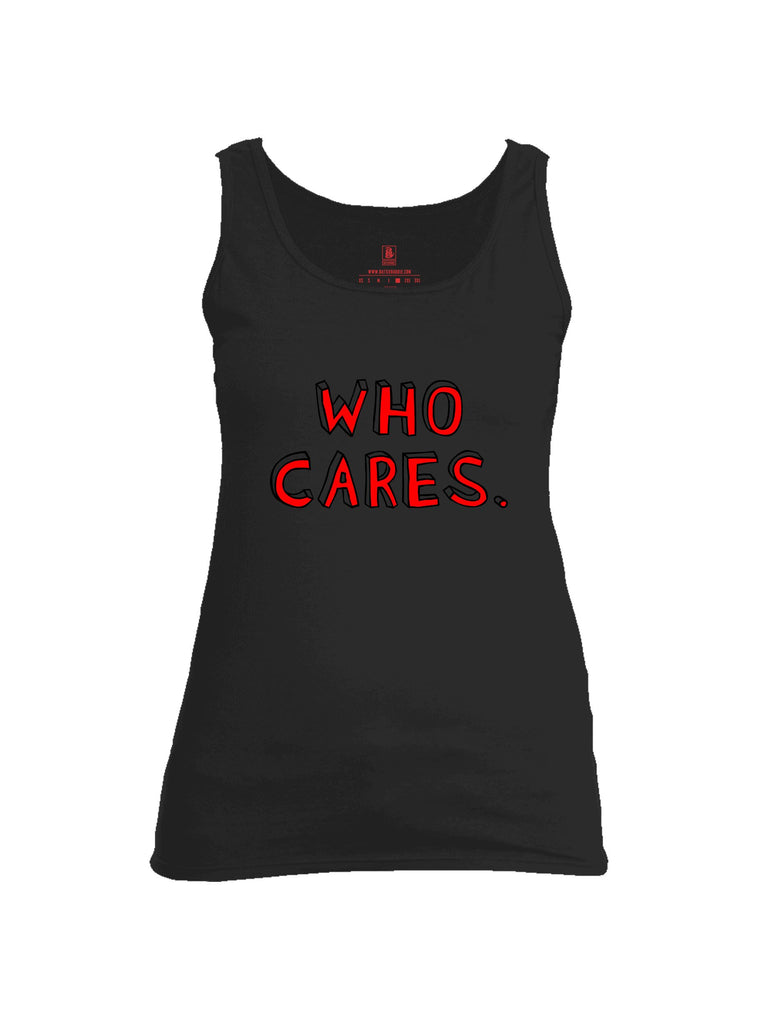 Battleraddle Who Cares Red Sleeves Women Cotton Cotton Tank Top