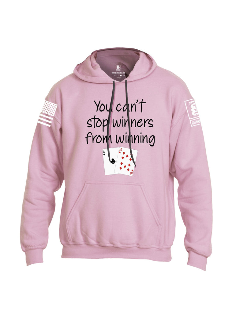 Battleraddle You Can'T Stop Winners From Winning White Sleeves Uni Cotton Blended Hoodie With Pockets