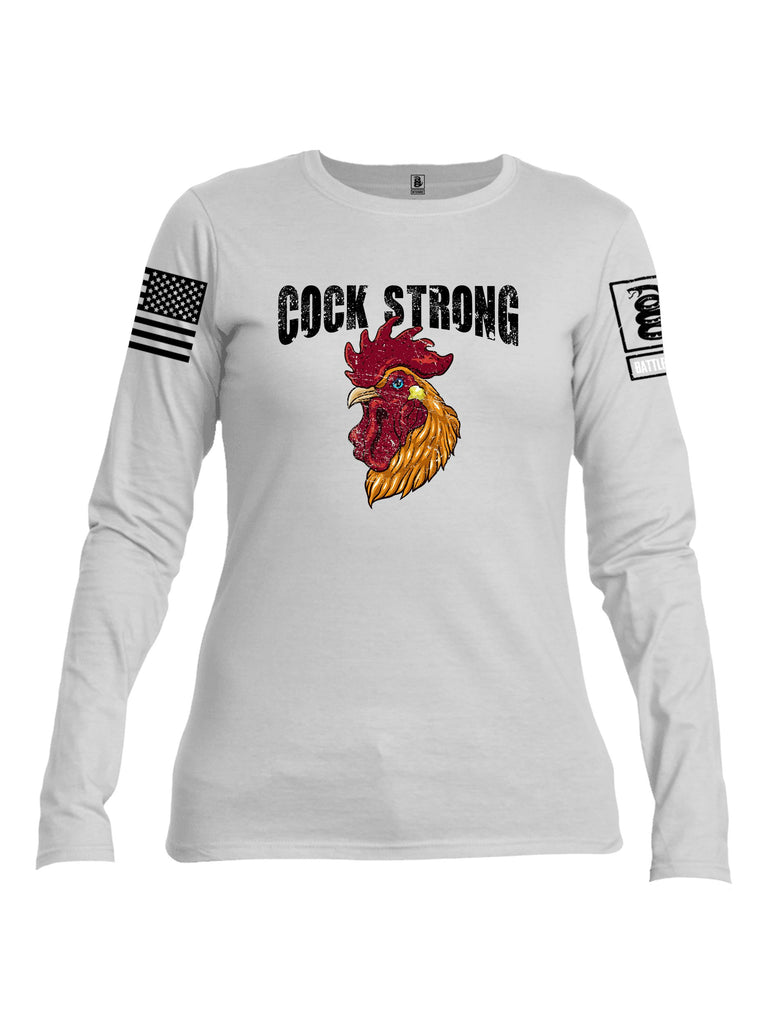 Battleraddle Cock Strong Black Sleeves Women Cotton Crew Neck Long Sleeve T Shirt