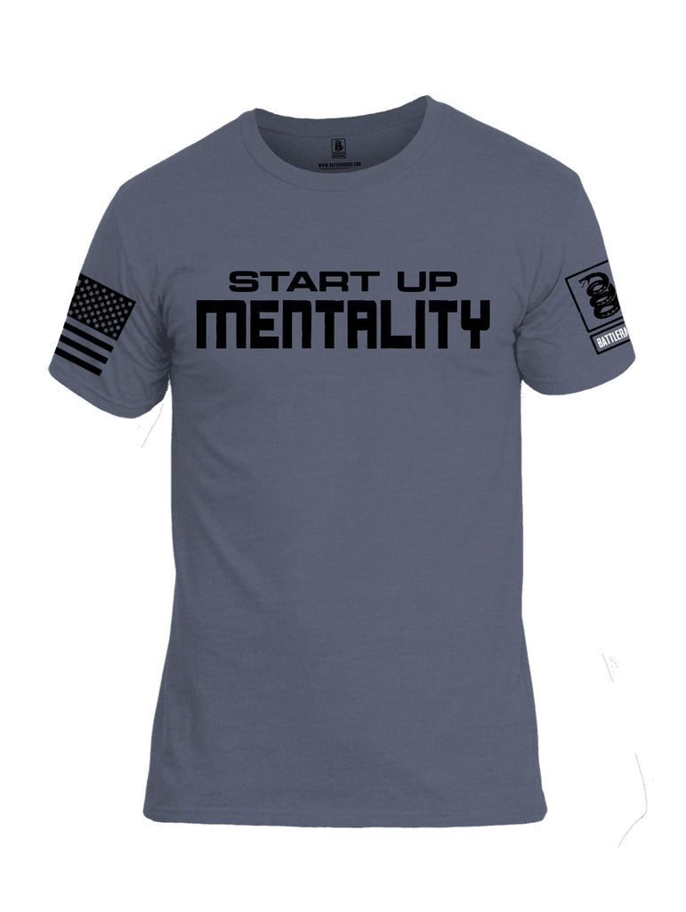 Battleraddle Start Up Mentality  Black Sleeves Men Cotton Crew Neck T-Shirt