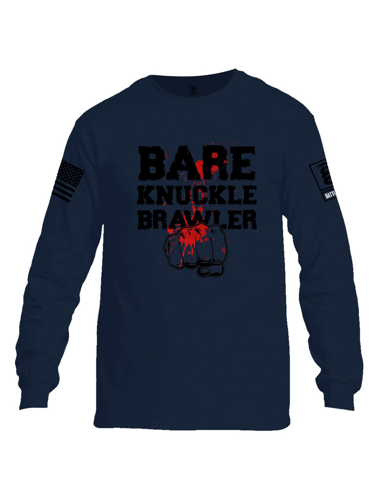 Battleraddle Bare Knuckle Brawler  Black Sleeves Men Cotton Crew Neck Long Sleeve T Shirt