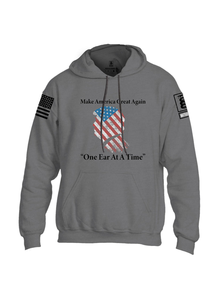 Battleraddle Make America Great Again One Ear At A Time  Black Sleeves Uni Cotton Blended Hoodie With Pockets