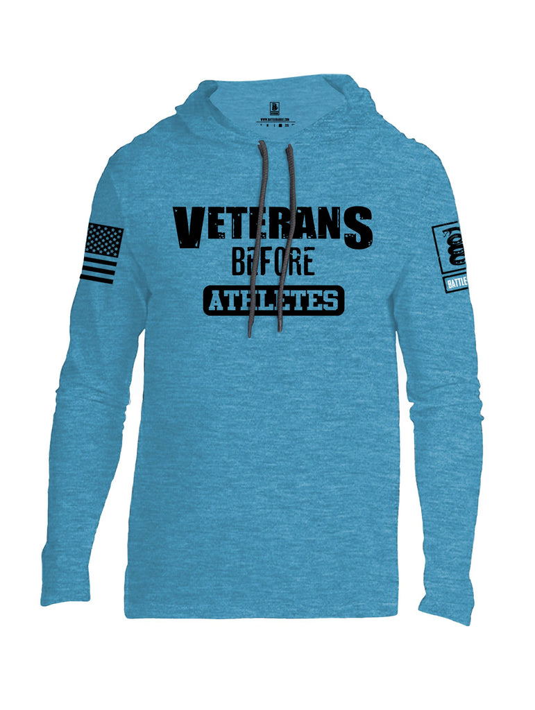 Battleraddle Veterans Before Athletes Black Sleeves Men Cotton Thin Cotton Lightweight Hoodie