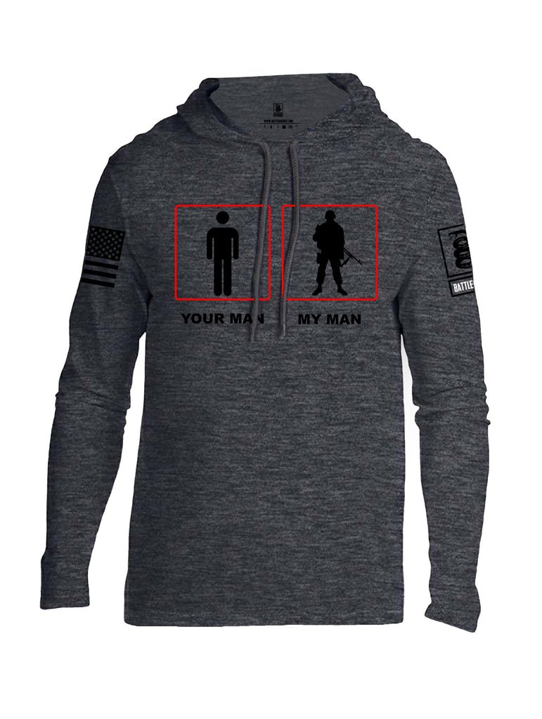 Battleraddle Your Man My Man Black Sleeves Men Cotton Thin Cotton Lightweight Hoodie