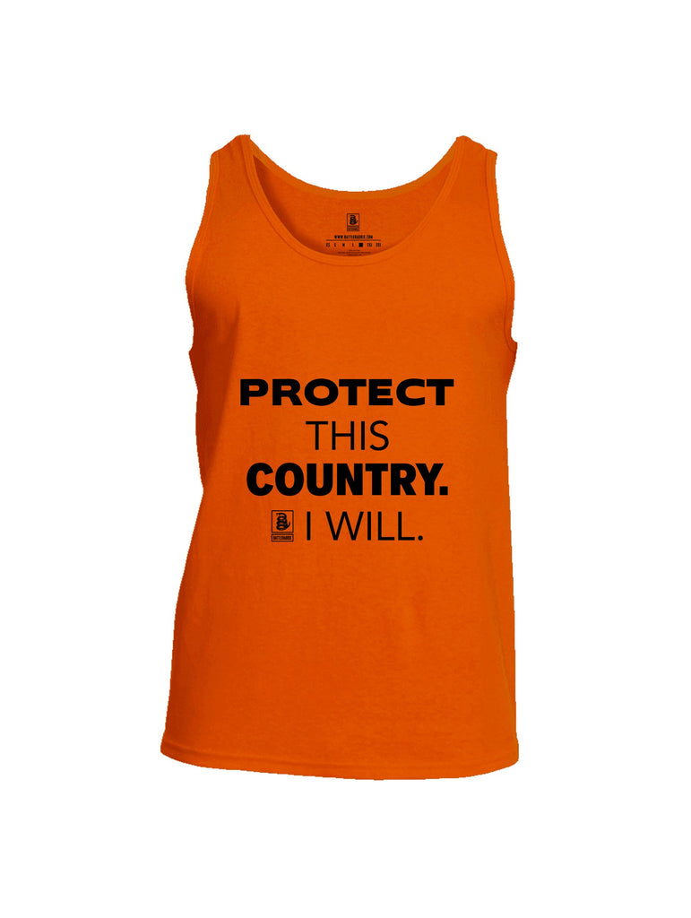 Battleraddle Protect This Country I Will.  Black Sleeves Men Cotton Cotton Tank Top