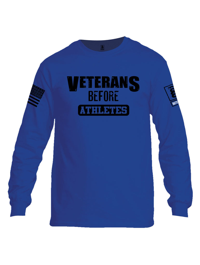 Battleraddle Veterans Before Athletes Black Sleeves Men Cotton Crew Neck Long Sleeve T Shirt