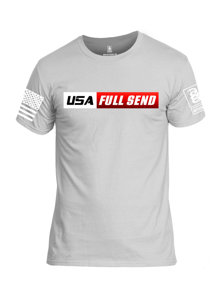 Battleraddle Usa Full Send White Sleeves Men Cotton Crew Neck T-Shirt