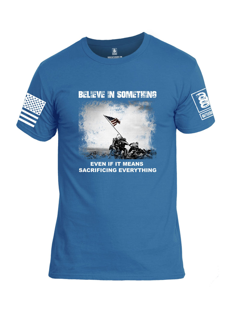 Battleraddle Believe In Something  White Sleeves Men Cotton Crew Neck T-Shirt