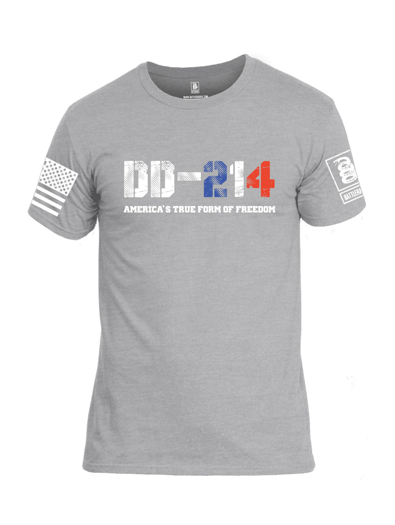 Battleraddle Dd214 Americas True Freedom White Sleeves Men Cotton Crew Neck T-Shirt