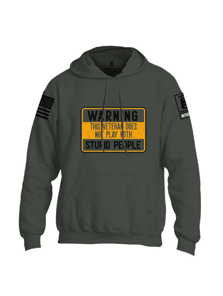 Battleraddle Warning This Veteran  Black Sleeves Uni Cotton Blended Hoodie With Pockets