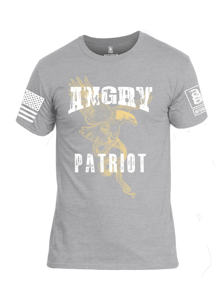 Battleraddle Angry Patriot Eagle  White Sleeves Men Cotton Crew Neck T-Shirt