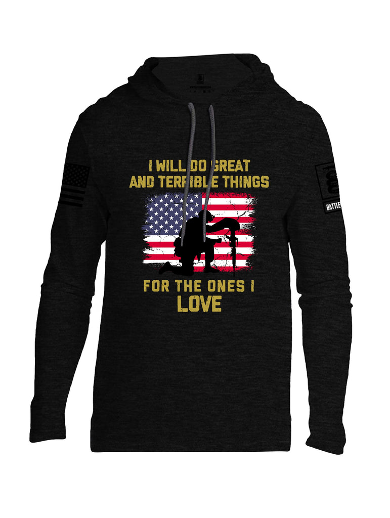 Battleraddle I Will Do Great  Black Sleeves Men Cotton Thin Cotton Lightweight Hoodie