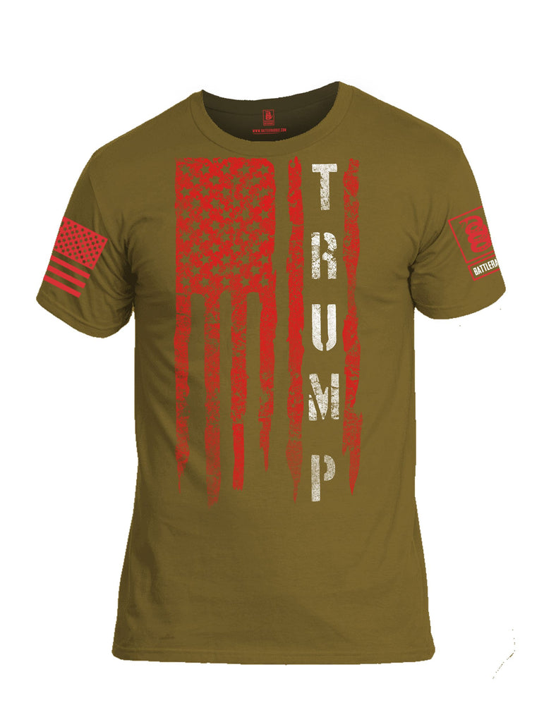 Battleraddle Trump Flag Red Sleeves Men Cotton Crew Neck T-Shirt