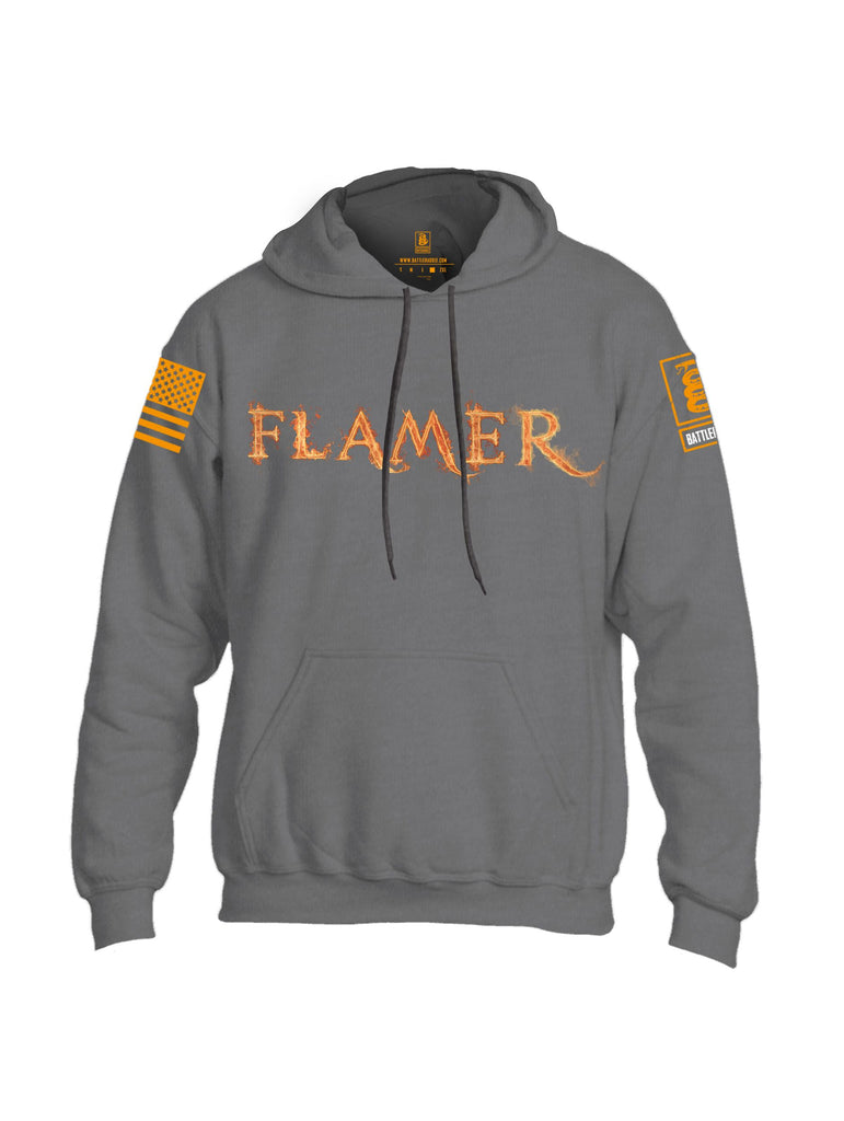 Battleraddle Flamer Orange Sleeves Uni Cotton Blended Hoodie With Pockets