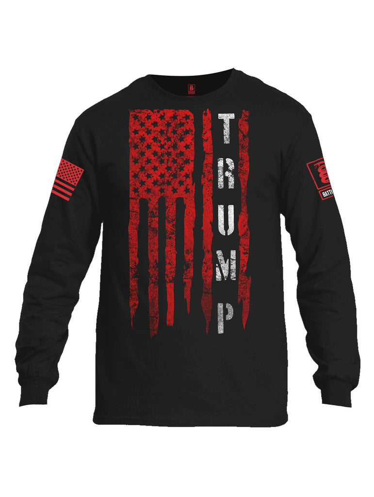 Battleraddle Trump Flag Red Sleeves Men Cotton Crew Neck Long Sleeve T Shirt