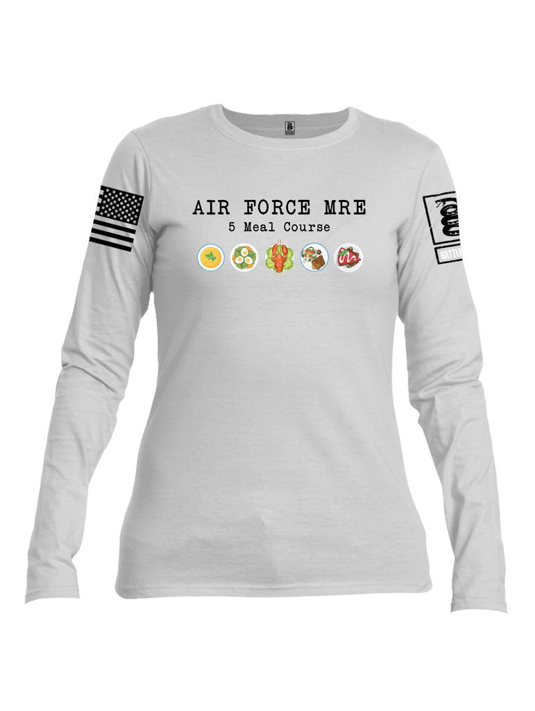 Battleraddle Air Force Mre 5 Meal Course Black Sleeves Women Cotton Crew Neck Long Sleeve T Shirt