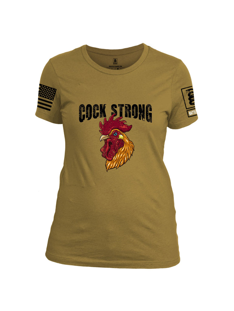 Battleraddle Cock Strong Black Sleeves Women Cotton Crew Neck T-Shirt