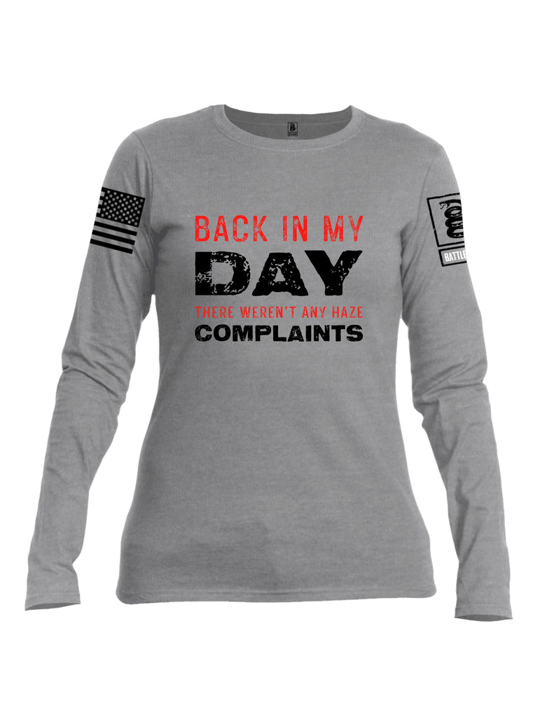 Battleraddle Back In My Day  Black Sleeves Women Cotton Crew Neck Long Sleeve T Shirt