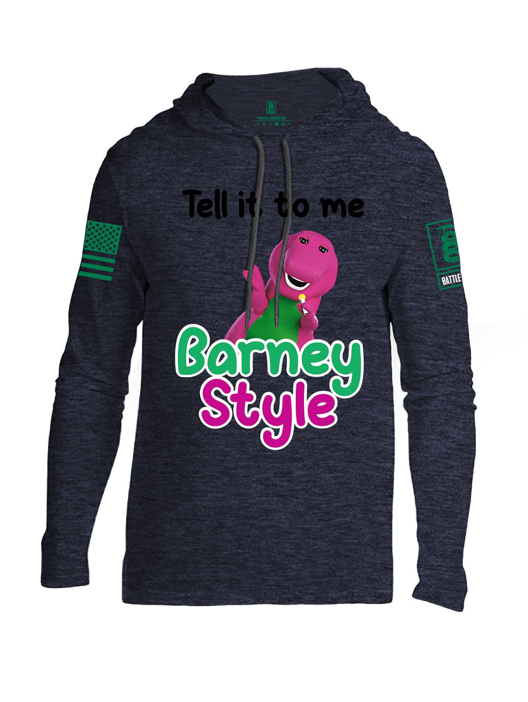 Battleraddle Tell It To Me Barney Style  Pearl Green Sleeves Men Cotton Thin Cotton Lightweight Hoodie