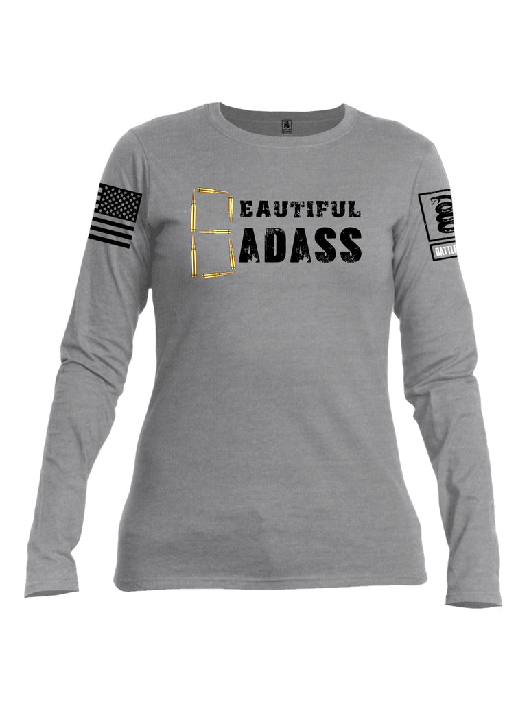 Battleraddle Beautiful Badass Black Sleeves Women Cotton Crew Neck Long Sleeve T Shirt