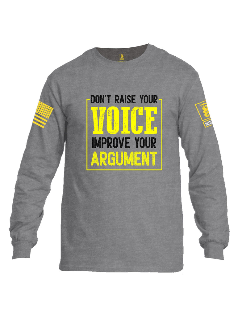 Battleraddle Don'T Raise Your Voice Yellow Sleeves Men Cotton Crew Neck Long Sleeve T Shirt