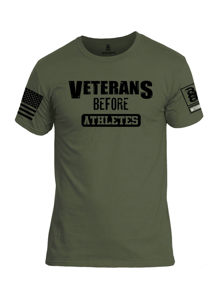 Battleraddle Veterans Before Athletes Black Sleeves Men Cotton Crew Neck T-Shirt