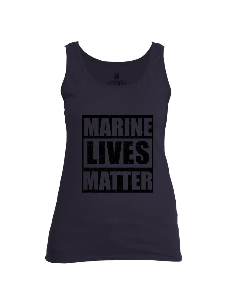 Battleraddle Marine Lives Matter Black Sleeves Women Cotton Cotton Tank Top