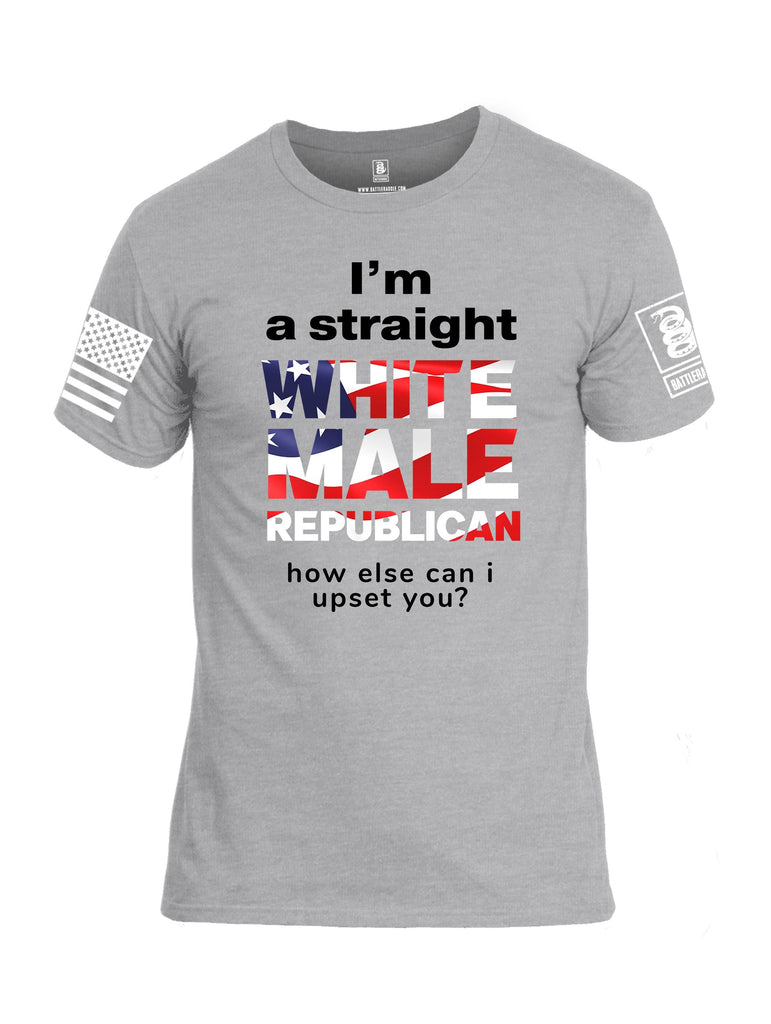 Battleraddle I'M A Straight White Male Republican White Sleeves Men Cotton Crew Neck T-Shirt