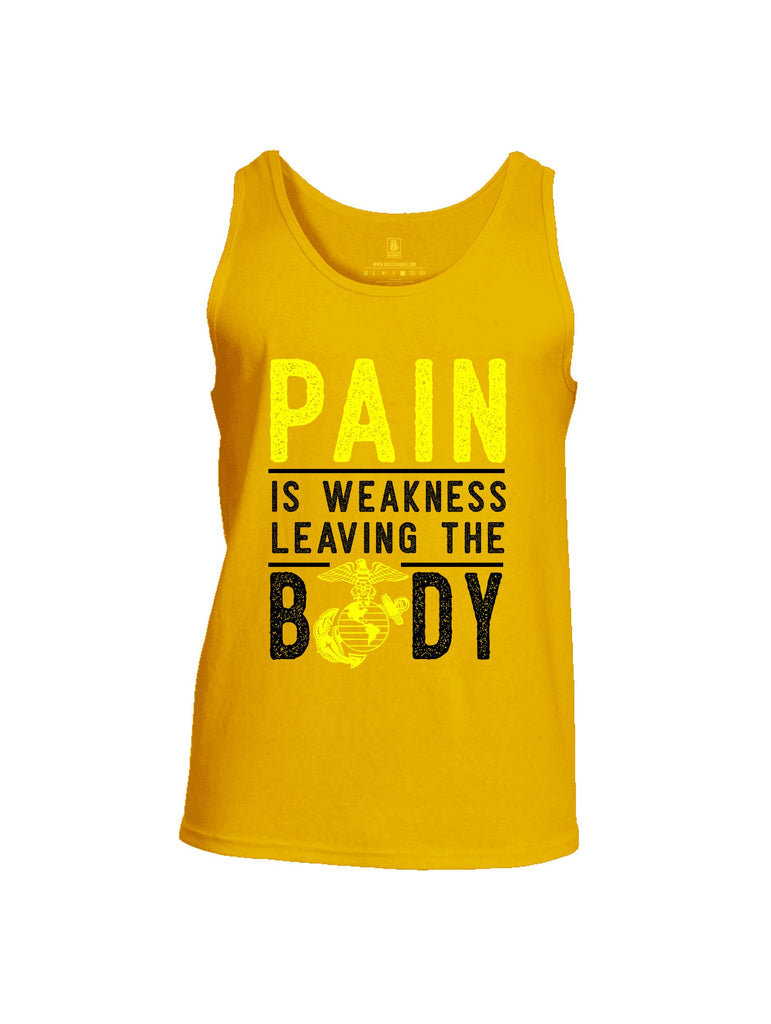 Battleraddle Pain Is Weakness  Yellow Sleeves Men Cotton Cotton Tank Top