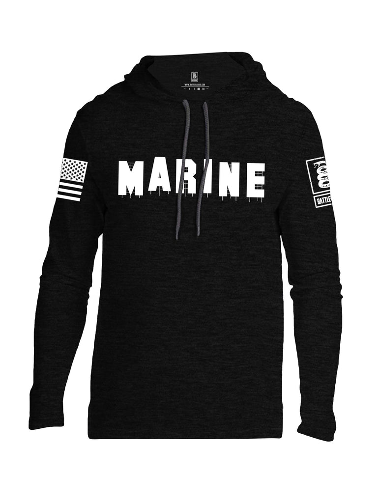 Battleraddle Marine Hollywood White Sleeves Men Cotton Thin Cotton Lightweight Hoodie