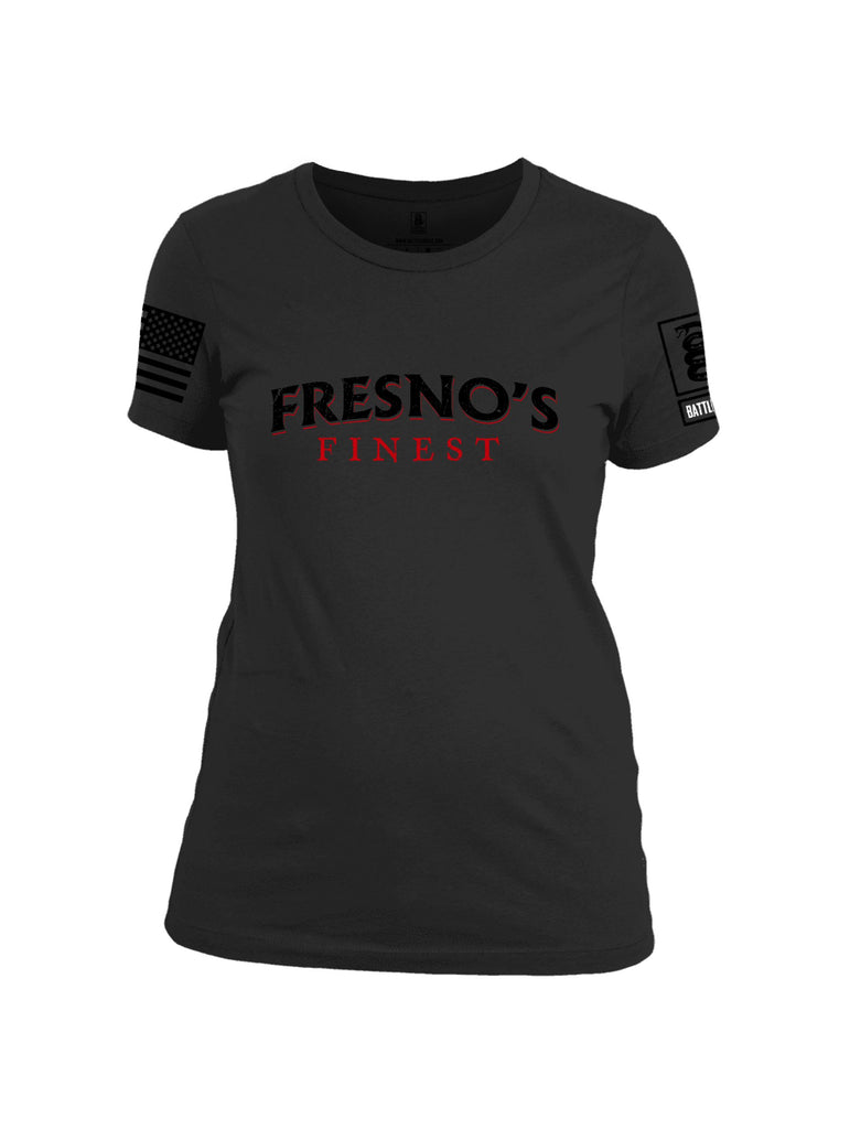 Battleraddle Fresnos Finest  Black Sleeves Women Cotton Crew Neck T-Shirt