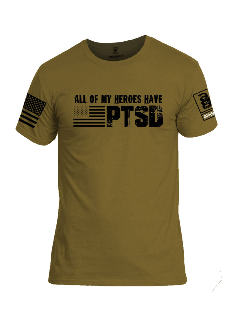 Battleraddle All Of My Heroes Have Ptsd Black Sleeves Men Cotton Crew Neck T-Shirt