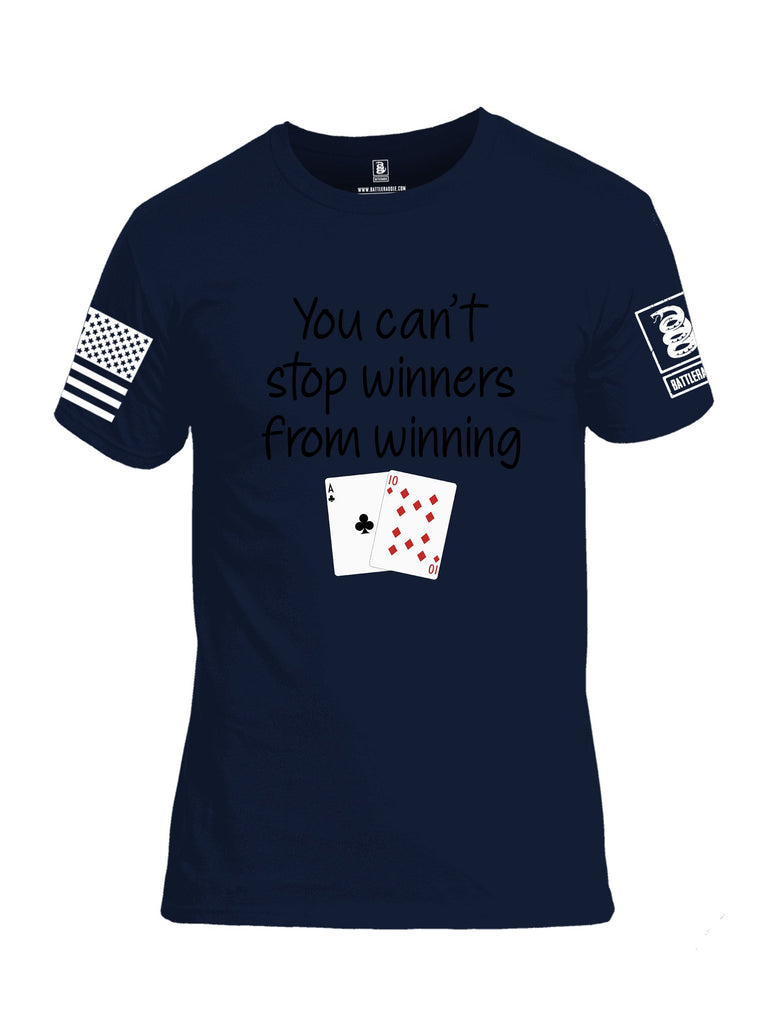 Battleraddle You Can'T Stop Winners From Winning White Sleeves Men Cotton Crew Neck T-Shirt