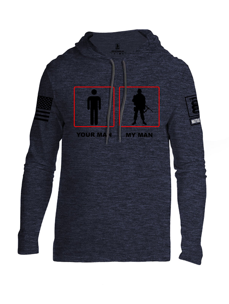 Battleraddle Your Man My Man Black Sleeves Men Cotton Thin Cotton Lightweight Hoodie