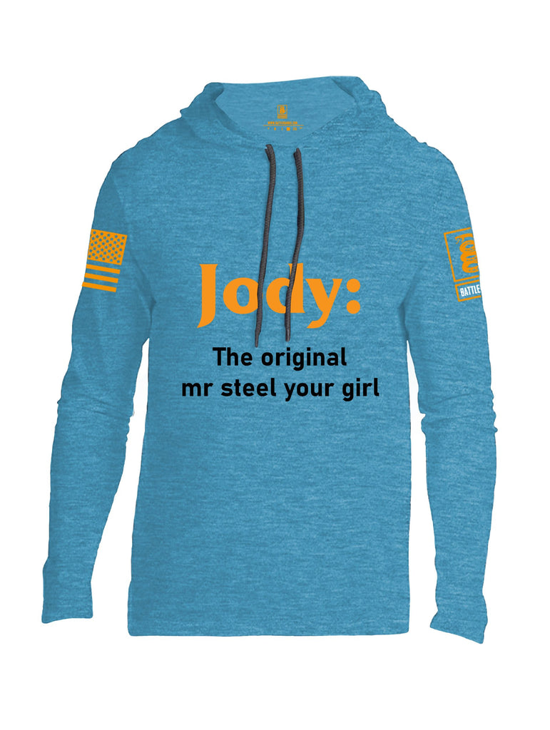 Battleraddle Jody The Original Mr Steel Your Girl Orange Sleeves Men Cotton Thin Cotton Lightweight Hoodie