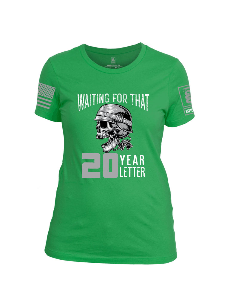 Battleraddle Waiting For That 20 Year Letter Grey Sleeves Women Cotton Crew Neck T-Shirt