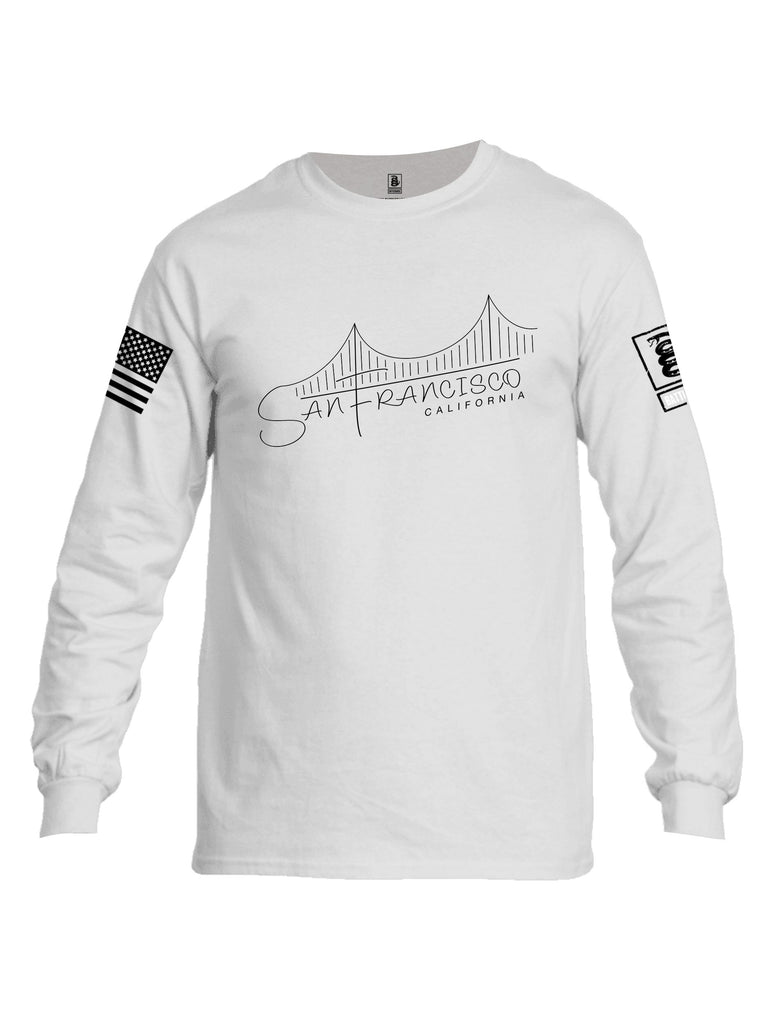 Battleraddle San Francisco California Bridge Line Black Sleeves Men Cotton Crew Neck Long Sleeve T Shirt