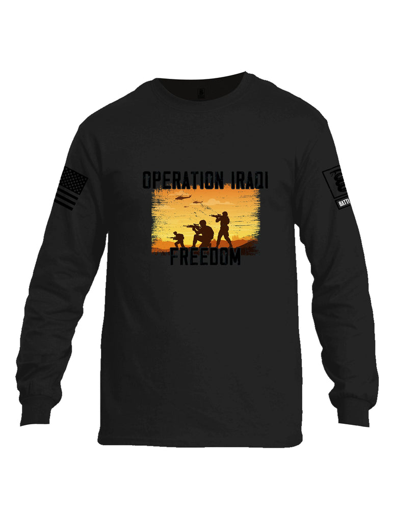 Battleraddle Operation Iraqi Freedom Soldiers Black Sleeves Men Cotton Crew Neck Long Sleeve T Shirt