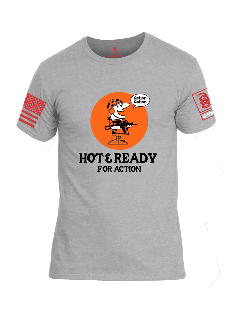 Battleraddle Hot & Ready For Action  Red Sleeves Men Cotton Crew Neck T-Shirt