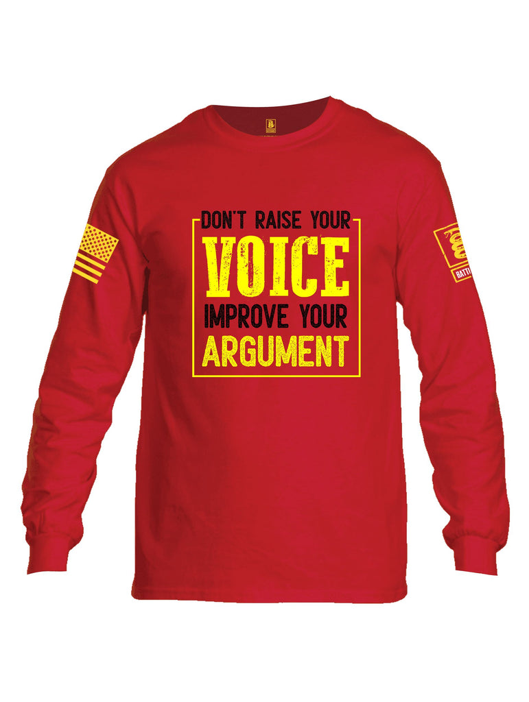 Battleraddle Don'T Raise Your Voice Yellow Sleeves Men Cotton Crew Neck Long Sleeve T Shirt