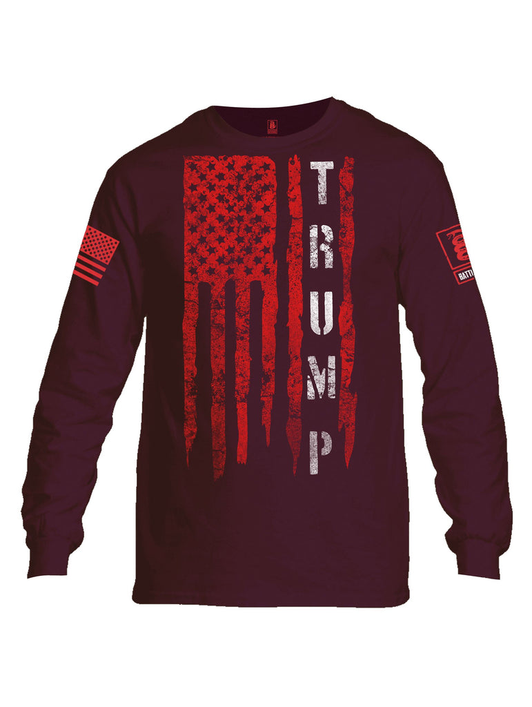 Battleraddle Trump Flag Red Sleeves Men Cotton Crew Neck Long Sleeve T Shirt