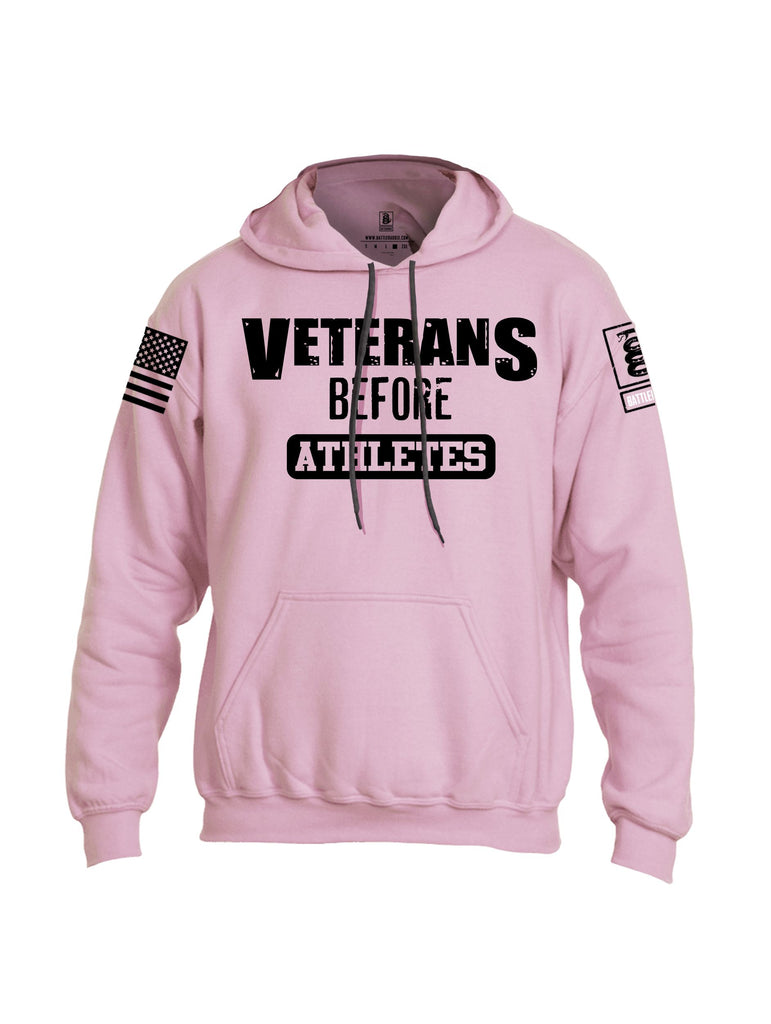 Battleraddle Veterans Before Athletes Black Sleeves Uni Cotton Blended Hoodie With Pockets