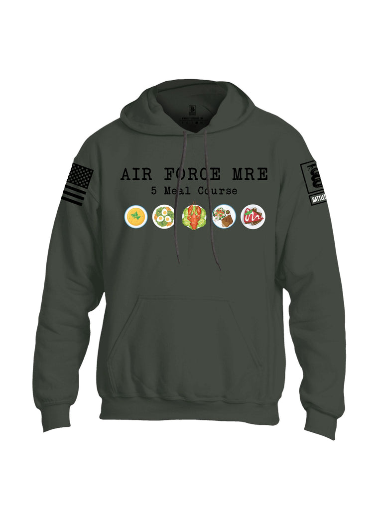 Battleraddle Air Force Mre 5 Meal Course Black Sleeves Uni Cotton Blended Hoodie With Pockets