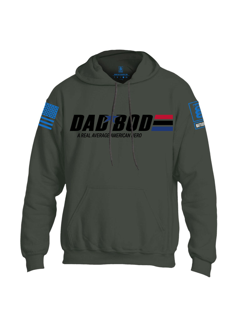 Battleraddle Dad Bod A Real Average American Hero  Mid Blue Sleeves Uni Cotton Blended Hoodie With Pockets