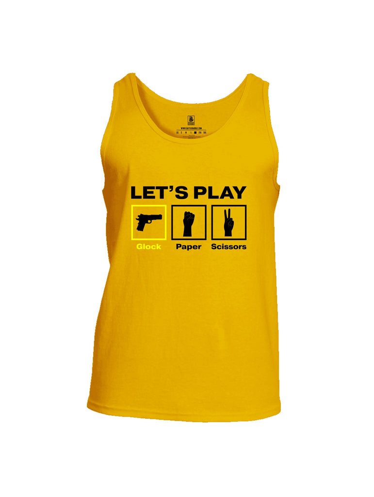 Battleraddle Let'S Play Glock Paper Scissors Black Sleeves Men Cotton Cotton Tank Top