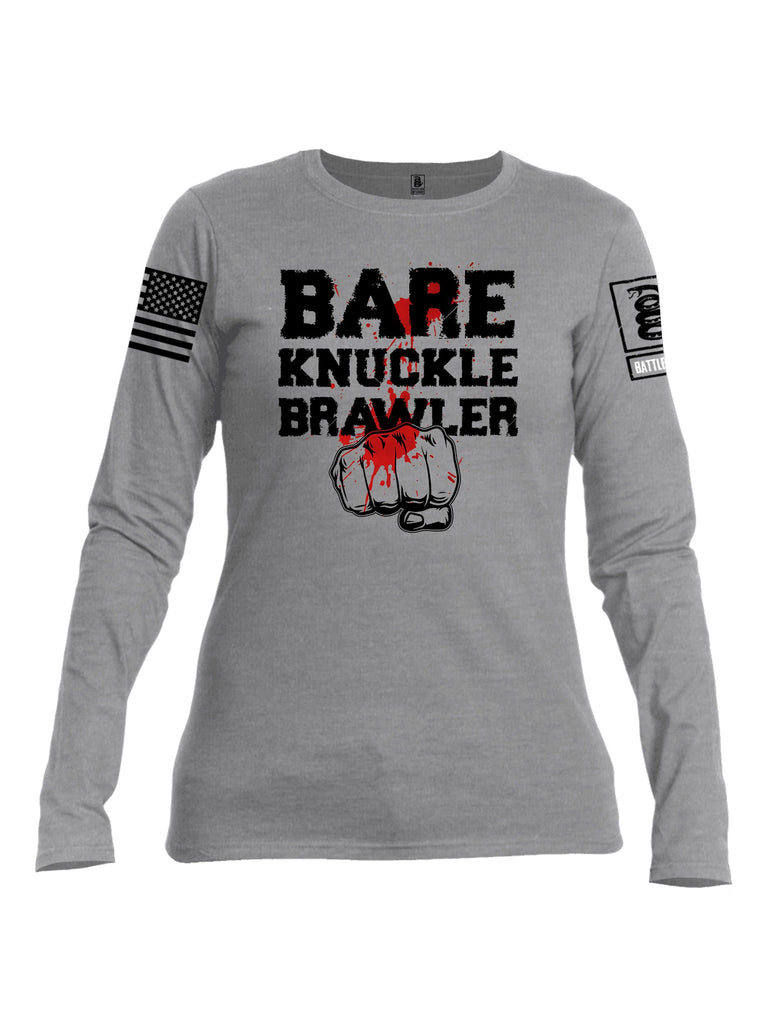 Battleraddle Bare Knuckle Brawler  Black Sleeves Women Cotton Crew Neck Long Sleeve T Shirt